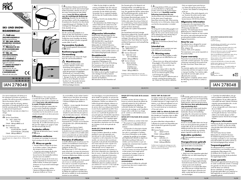 Page n°1 - Manuel utilisateur Crivit IAN 278048