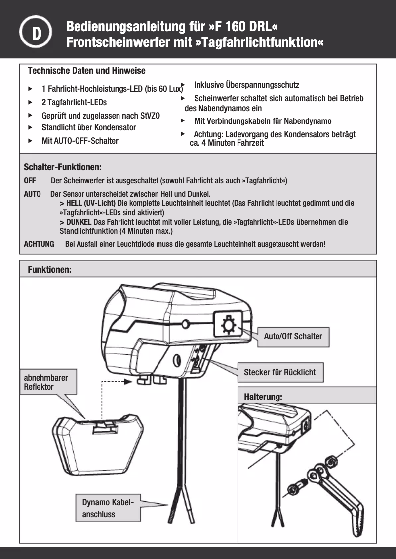 Image de la première page du manuel de l'appareil F 160