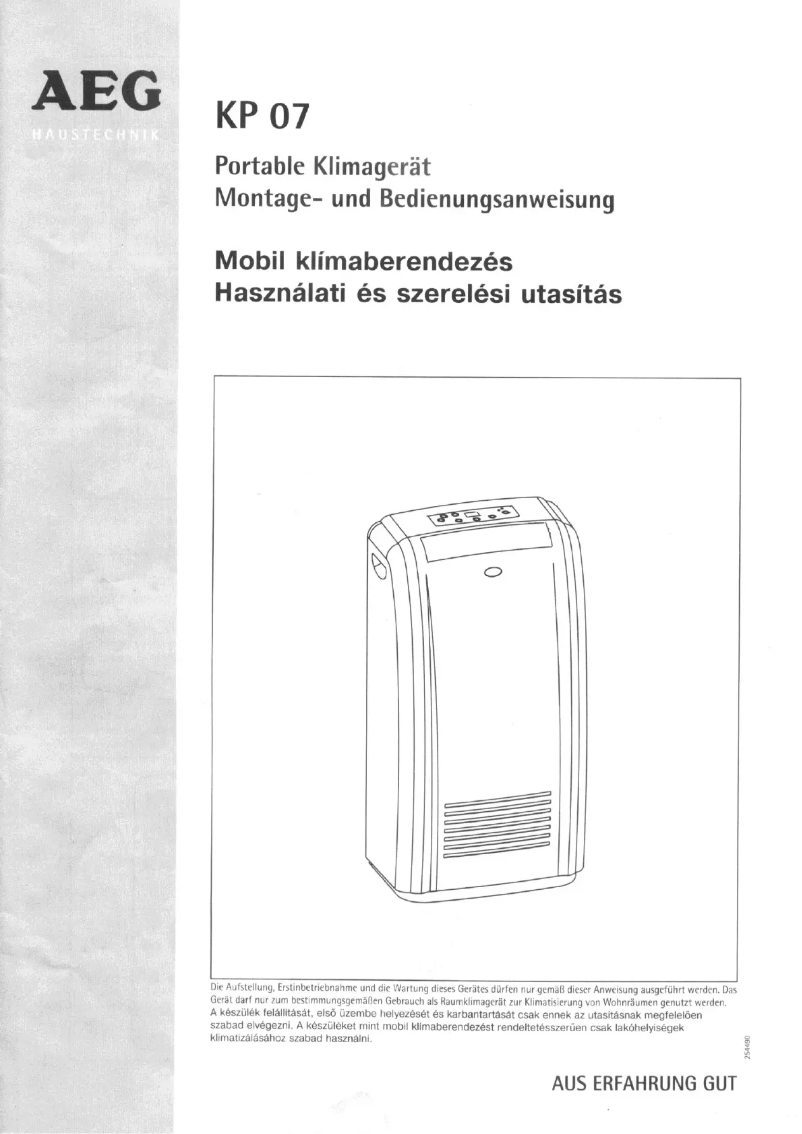 Page n°1 - Manuel utilisateur AEG KP07