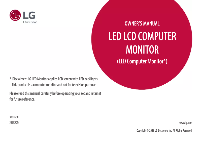 Page n°1 - Manuel utilisateur LG 32QK500