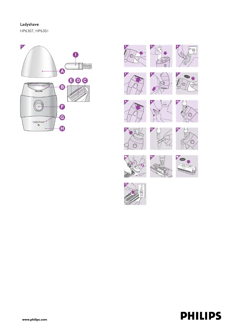 Image de la première page du manuel de l'appareil Ladyshave HP6301