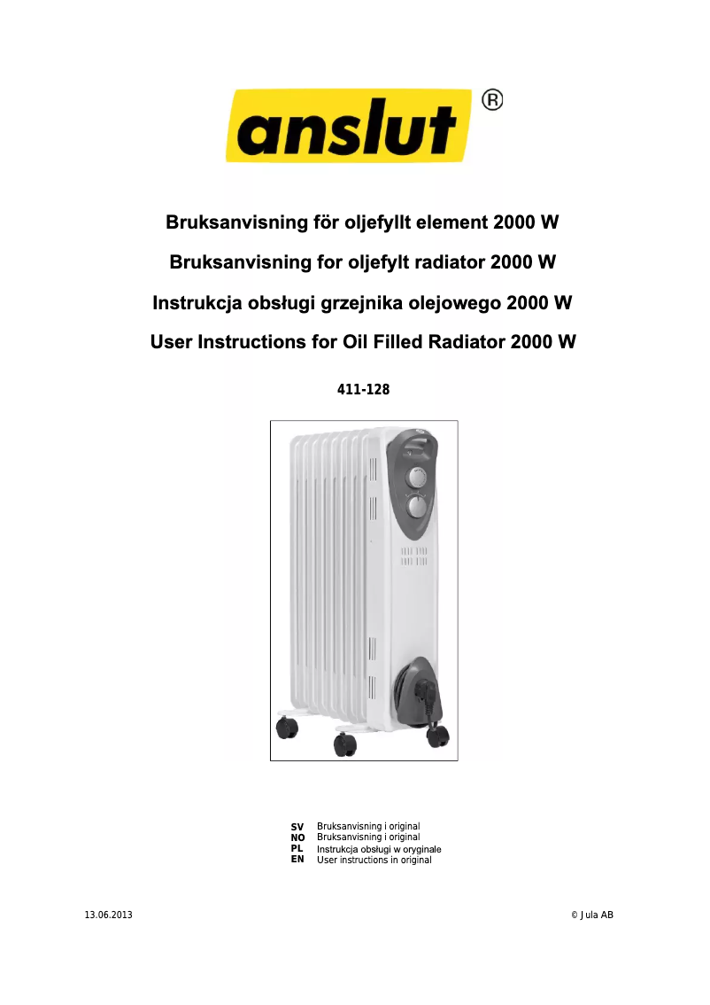 Page 1 de la notice Manuel utilisateur Anslut 411-128