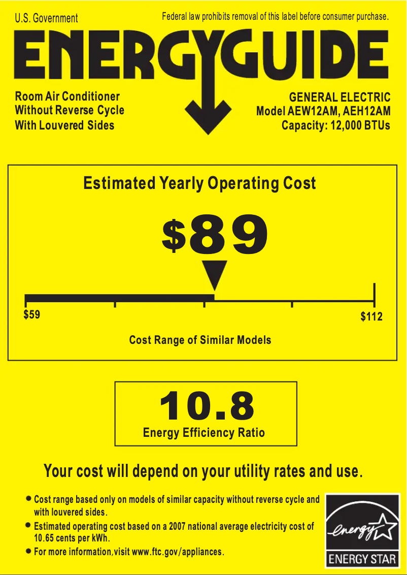 Image de la première page du manuel de l'appareil AEW12AM