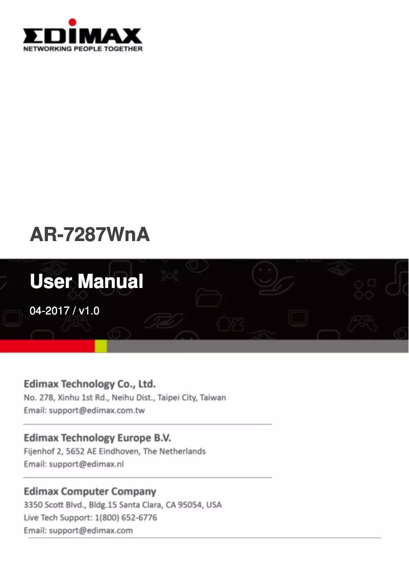 Page 1 de la notice Manuel utilisateur Edimax AR-7287WnA