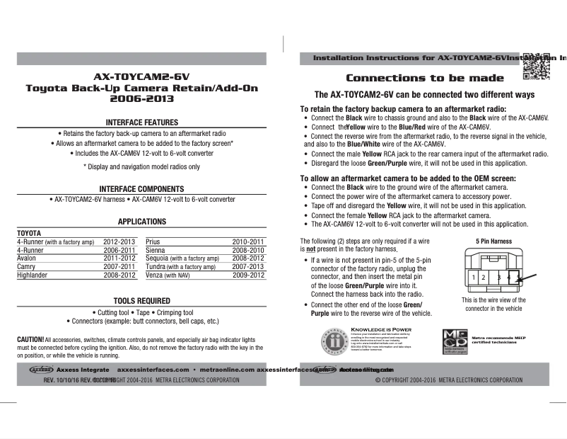 Image de la première page du manuel de l'appareil AX-TOYCAM2-6V