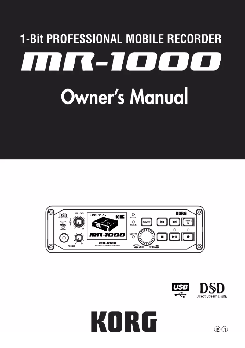 Page n°1 - Manuel utilisateur Korg MR-1000