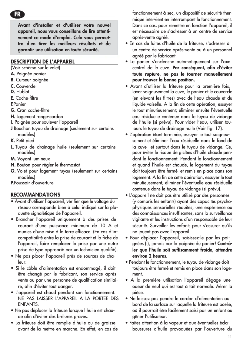 Page n°1 - Manuel utilisateur DeLonghi Roto Fryer F28311