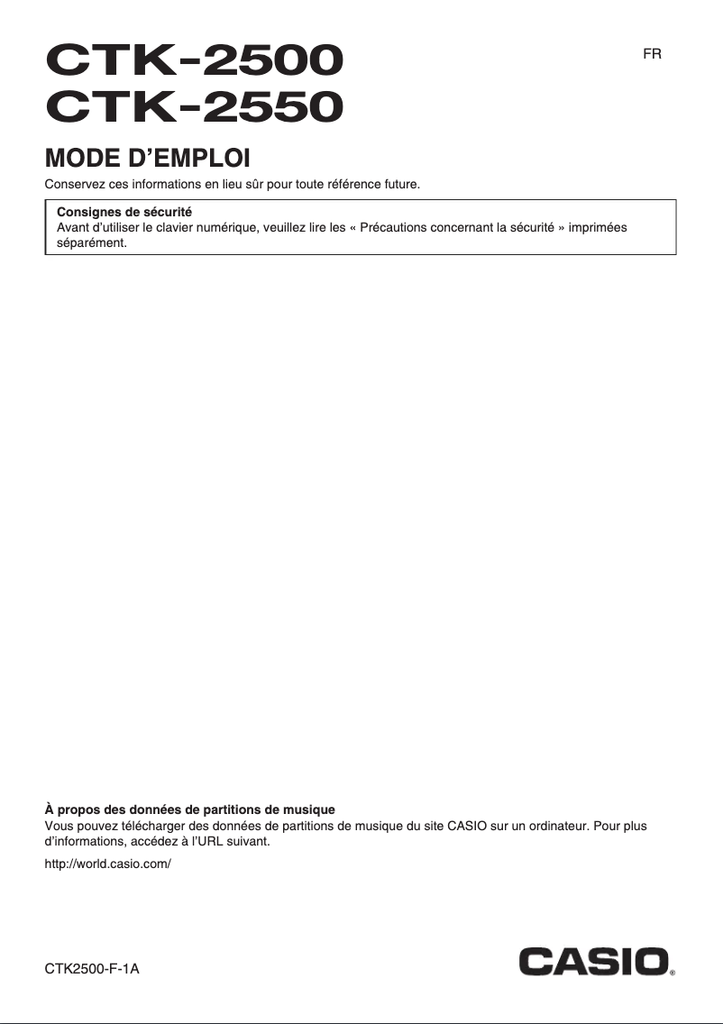 Image de la première page du manuel de l'appareil CTK-2500