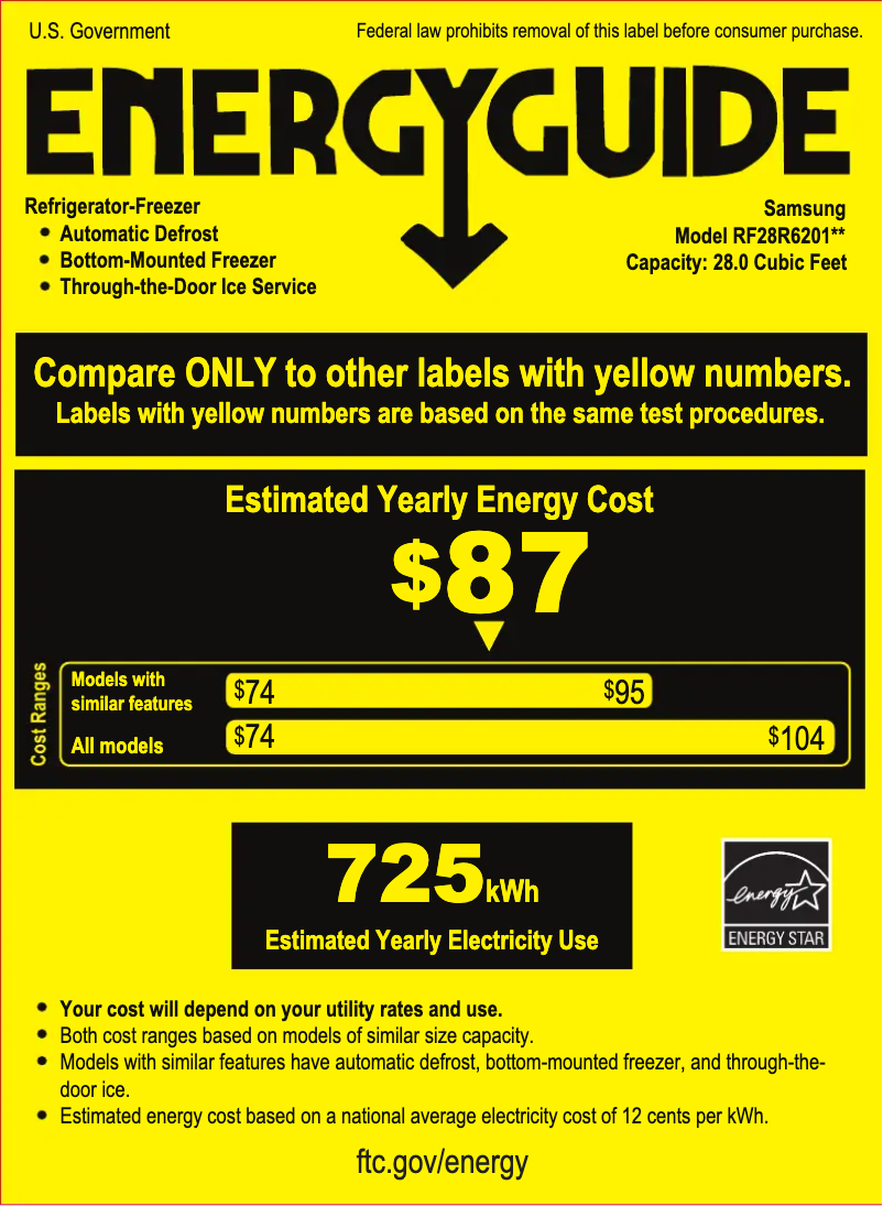 Page n°1 - Label énergétique Samsung RF28R6201SR