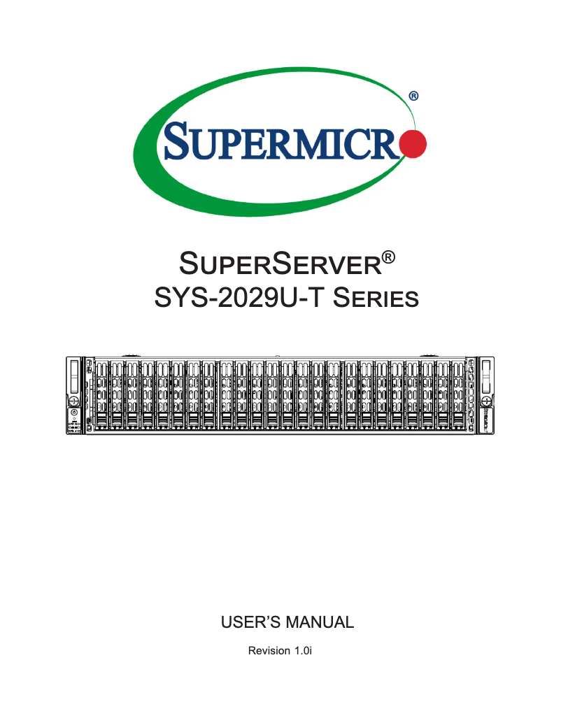 Image de la première page du manuel de l'appareil SuperServer 2029U-TR4