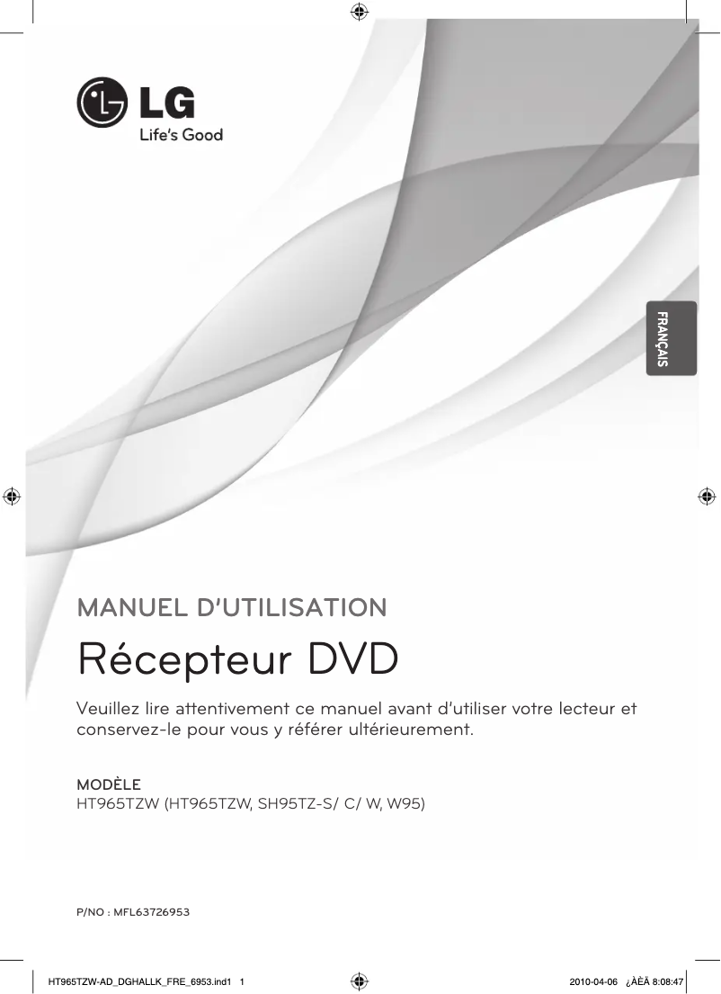 Image de la première page du manuel de l'appareil HT965TZW