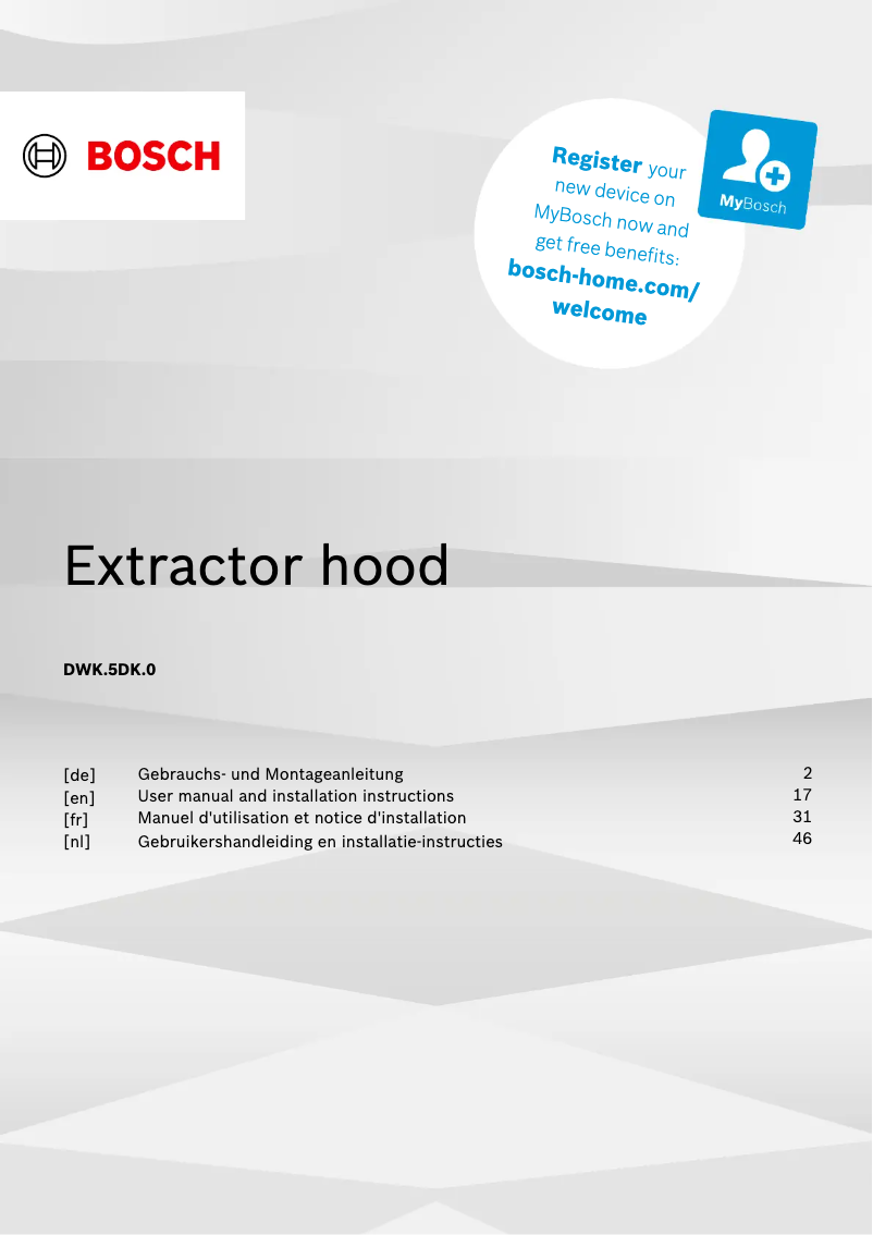 Page 1 de la notice Manuel utilisateur Bosch DWK65DK60