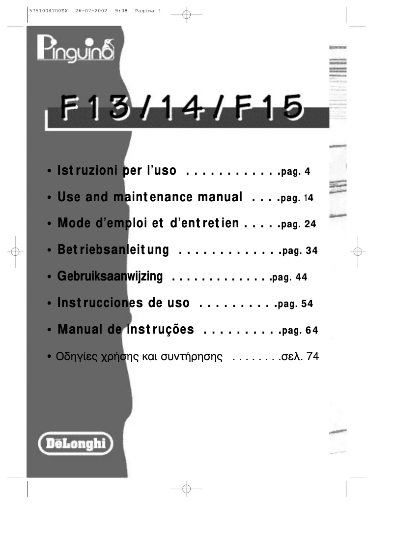 Image de la première page du manuel de l'appareil Pinguino PAC F15