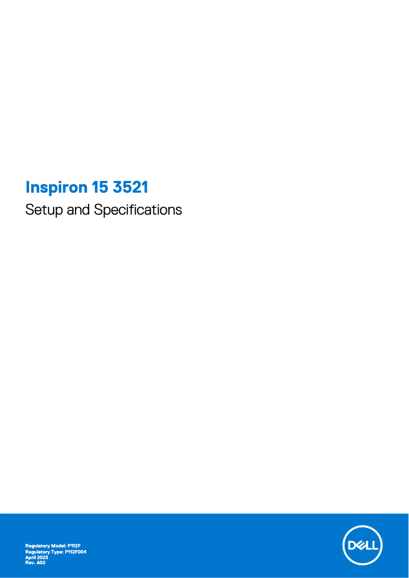 Page 1 de la notice Guide d'installation Dell Inspiron 15 (3521)