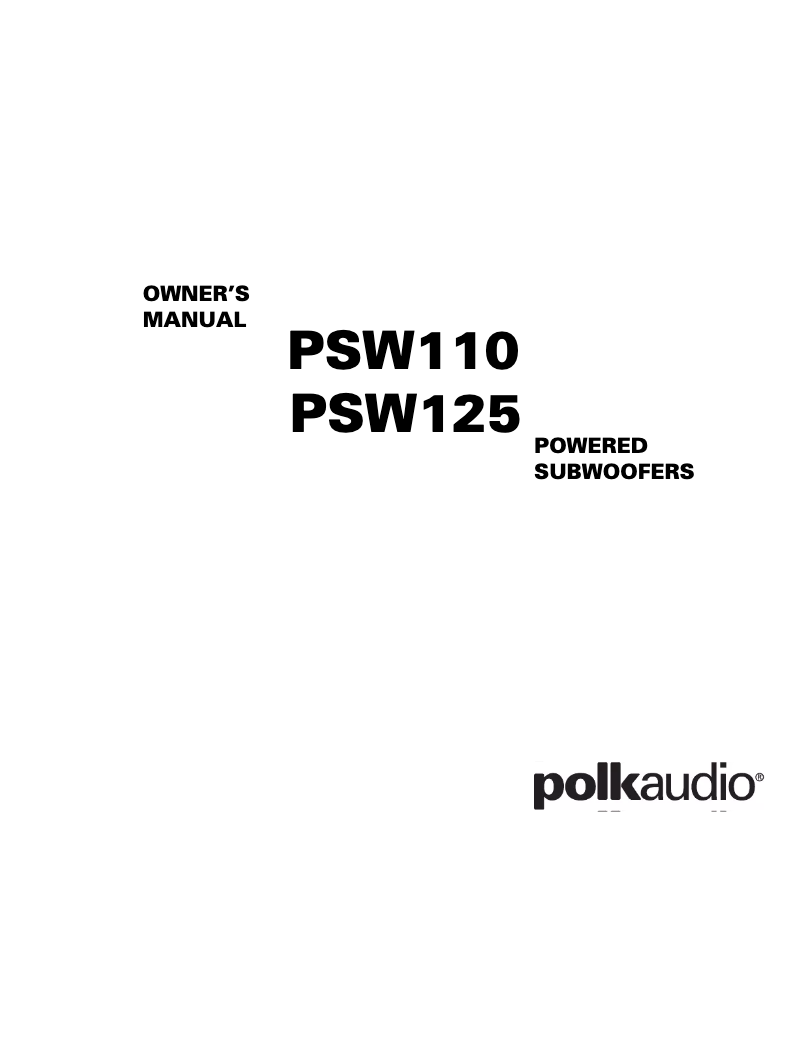 Image de la première page du manuel de l'appareil PSW125