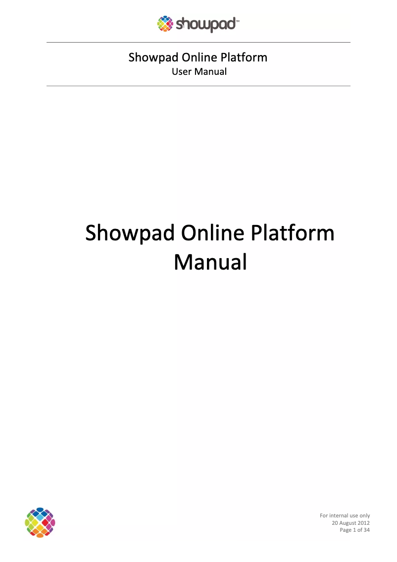 Page n°1 - Manuel utilisateur Showpad Online Platform