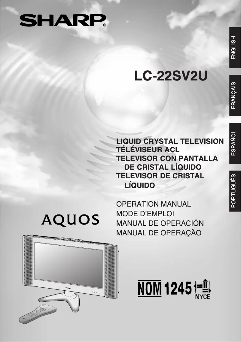 Page 1 de la notice Manuel utilisateur Sharp LC-22SV2U