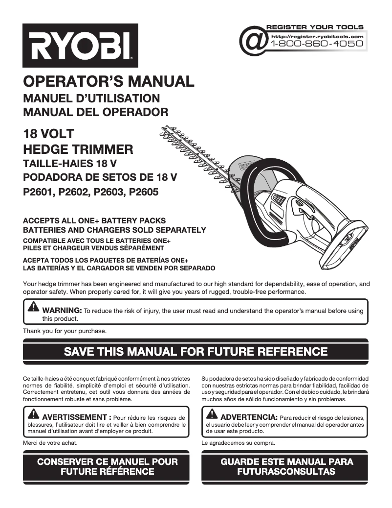 Página 1 del manual Manual de usuario RYOBI ZRP2603