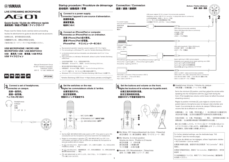 Image de la première page du manuel de l'appareil AG01