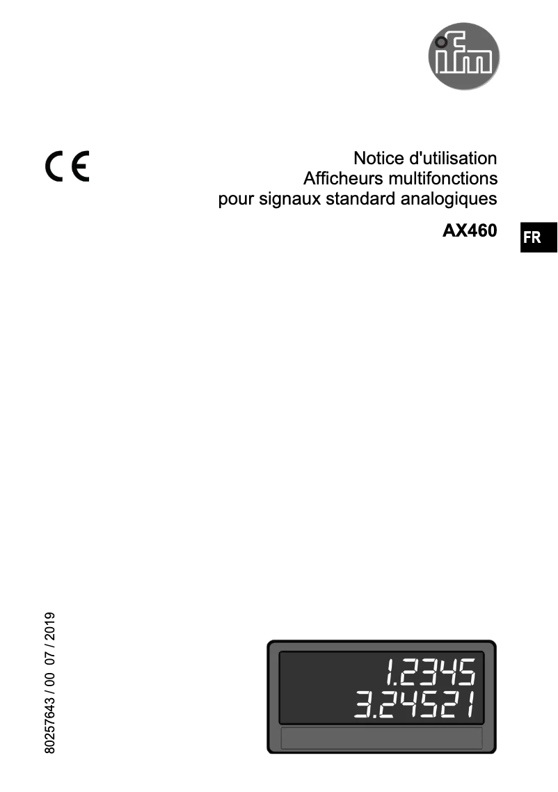 Page 1 de la notice Manuel utilisateur IFM DX2052