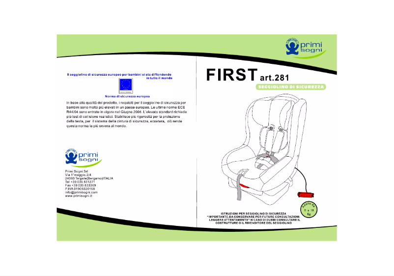 Page n°1 - Manuel utilisateur Primi Sogni First