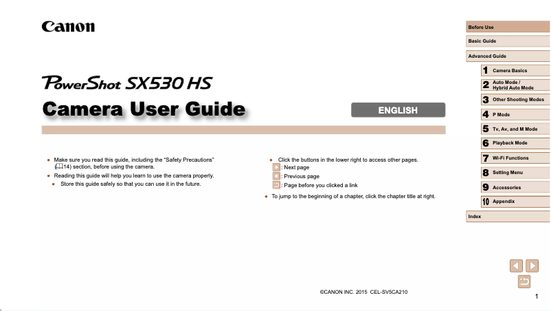 Página 1 del manual Manual de usuario Canon Powershot SX530 HS