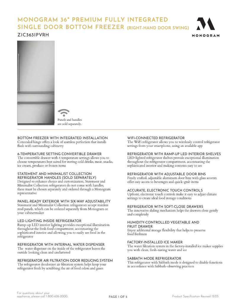 Image de la première page du manuel de l'appareil ZIC363IPVRH