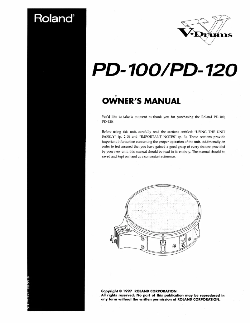 Page 1 de la notice Manuel utilisateur Roland PD-100
