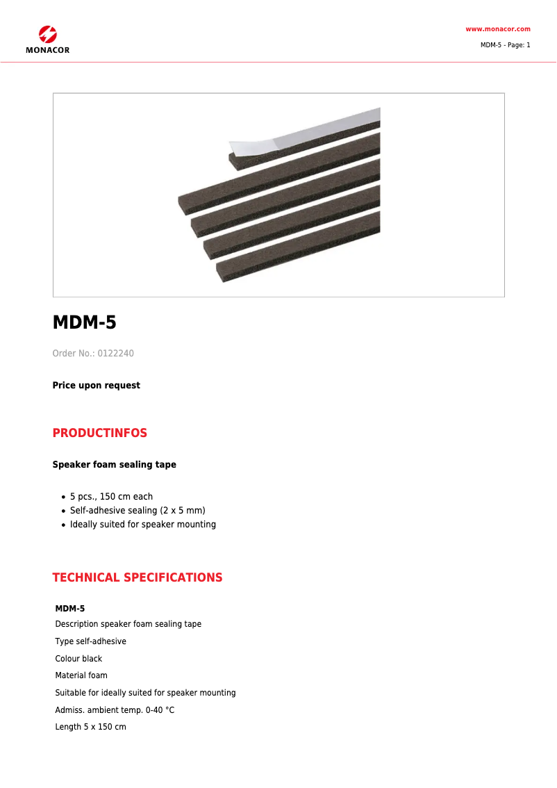 Page n°1 - Manuel utilisateur Monacor MDM-5