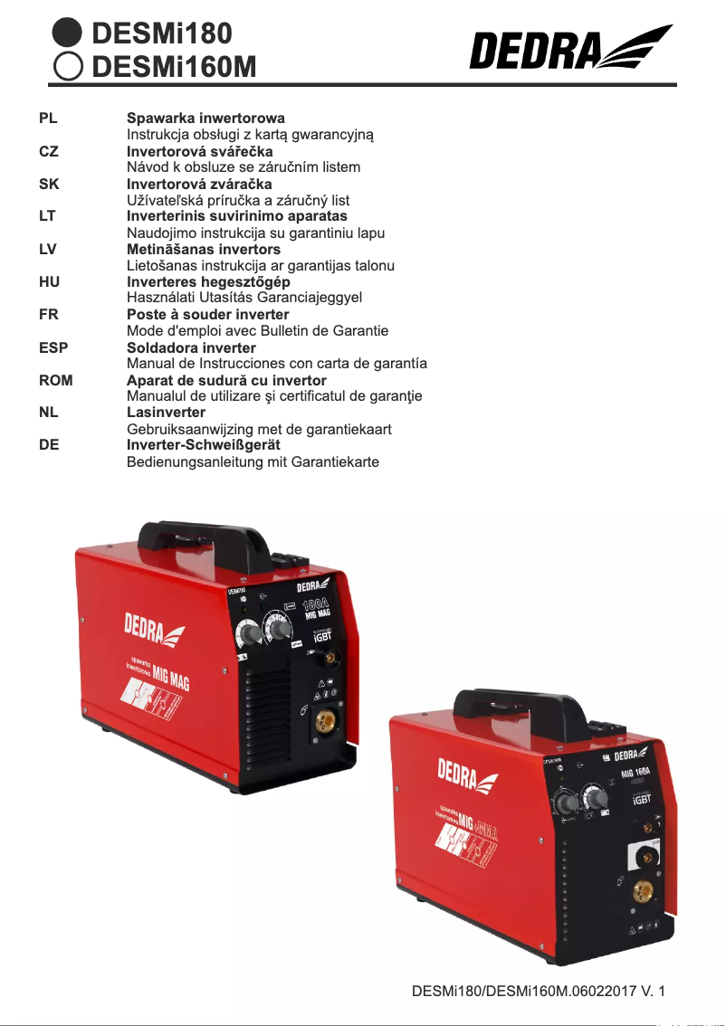 Image de la première page du manuel de l'appareil DESMi180