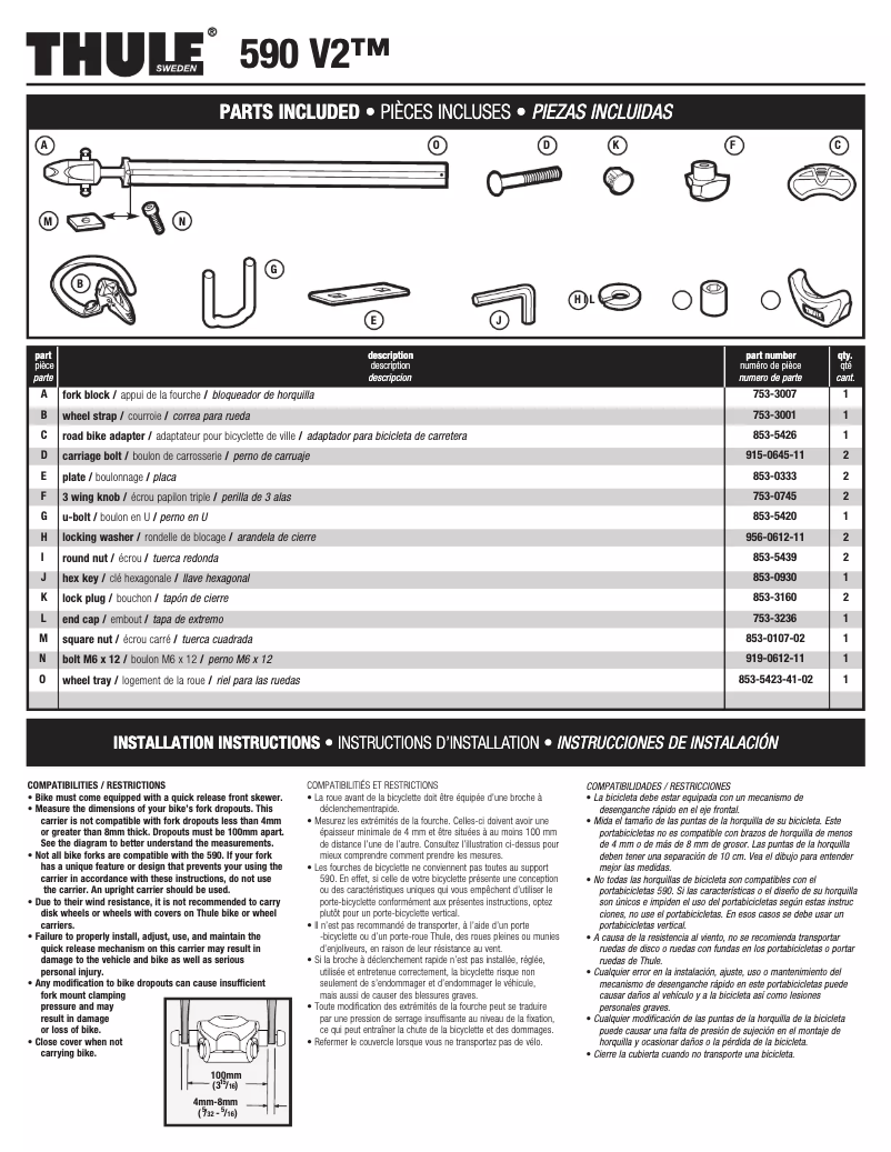 Page n°1 - Manuel utilisateur Thule V2 590