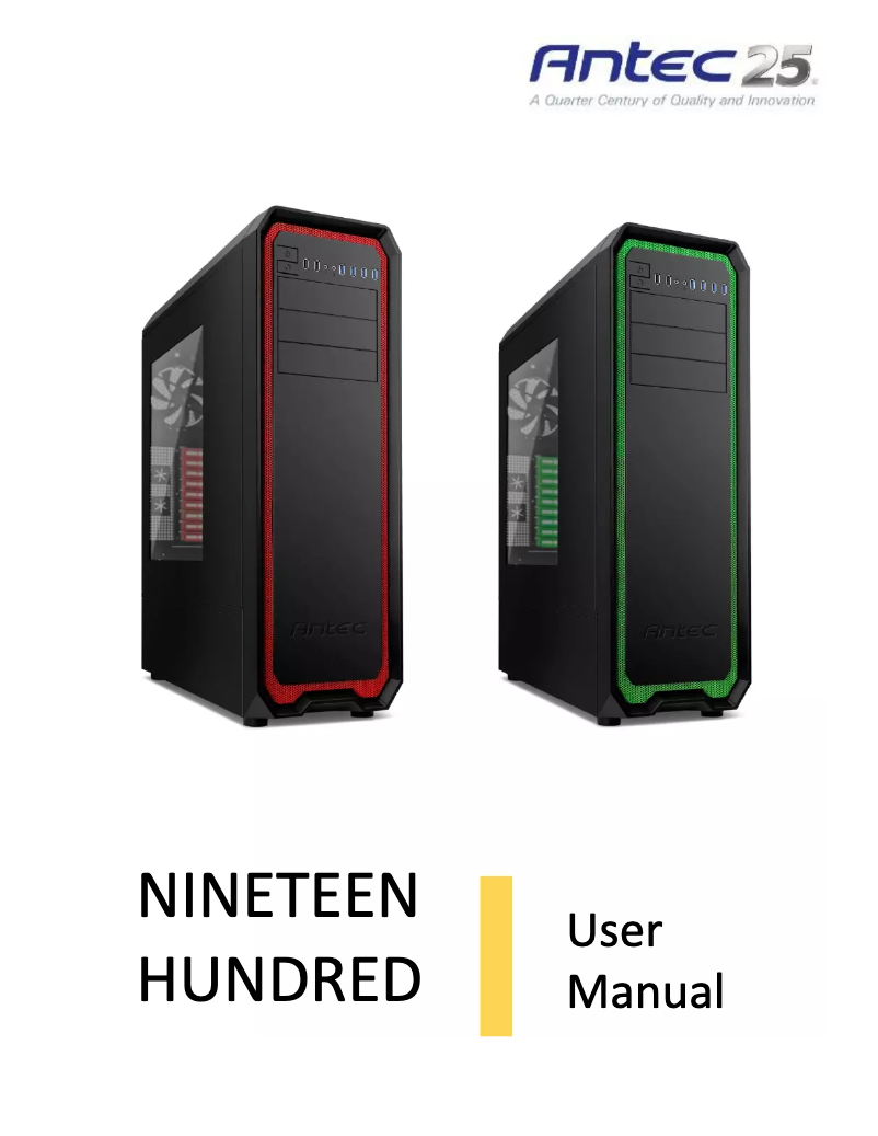 Page 1 de la notice Manuel utilisateur Antec Nineteen Hundred