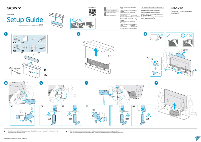 Page 1 de la notice Guide d'installation Sony KD-65X80K