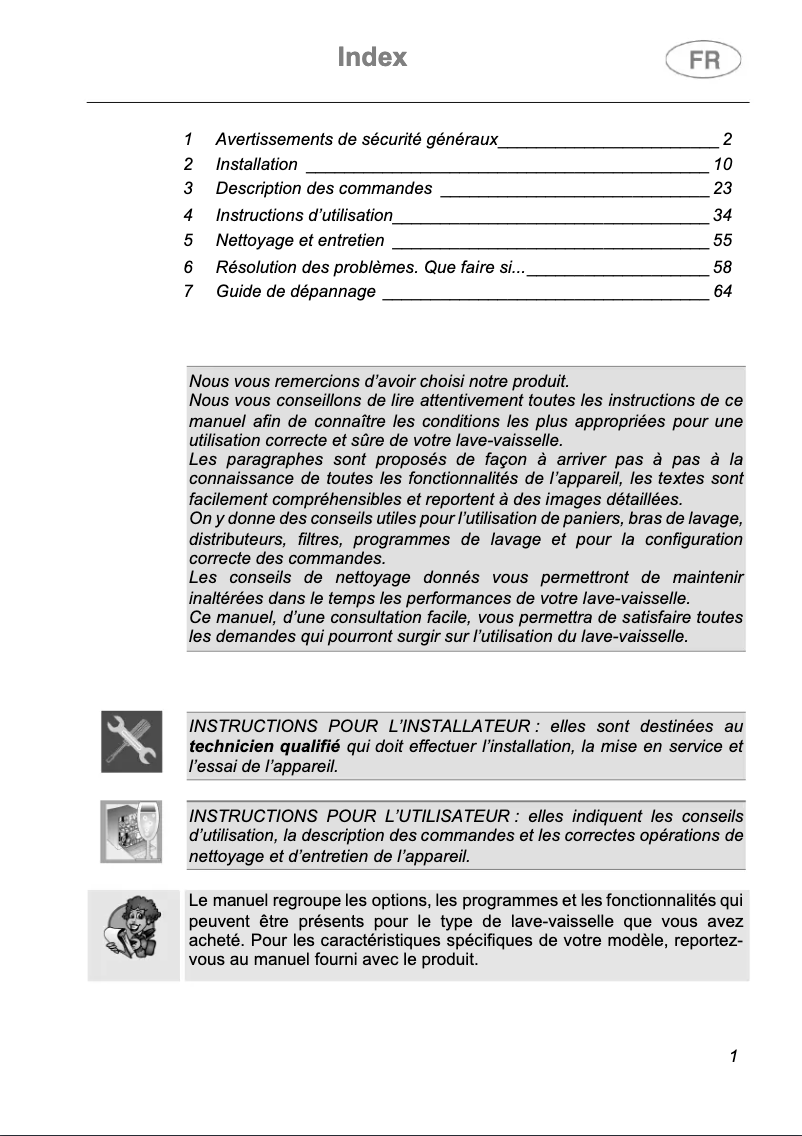 Page 1 de la notice Manuel utilisateur Smeg PL292DN