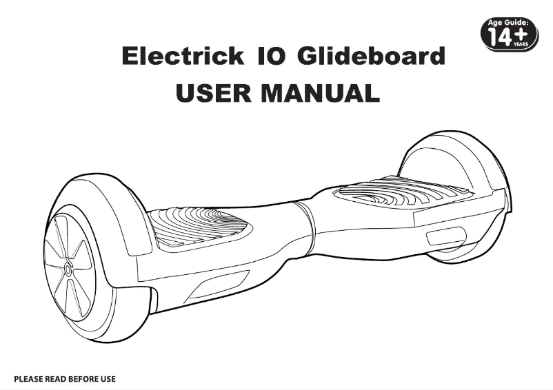 Page 1 de la notice Manuel utilisateur Electrick IO Glideboard