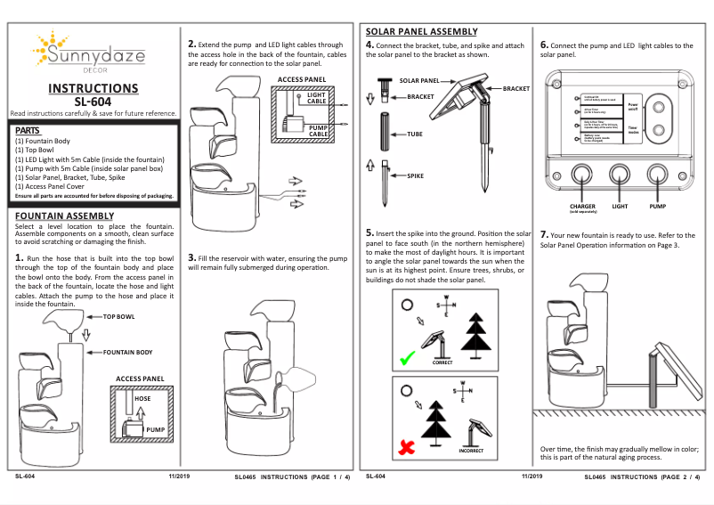 Page n°1 - Manuel utilisateur Sunnydaze Decor SL-604