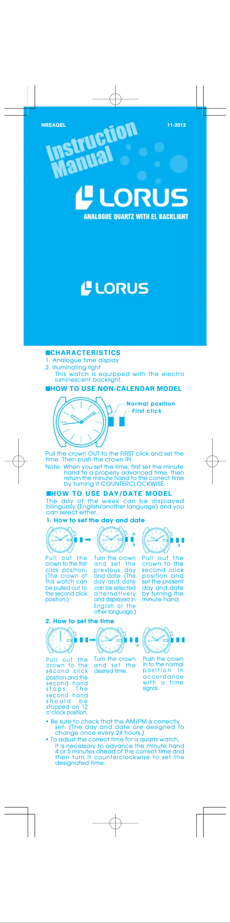 Página 1 del manual Manual de usuario Lorus R2333DX9