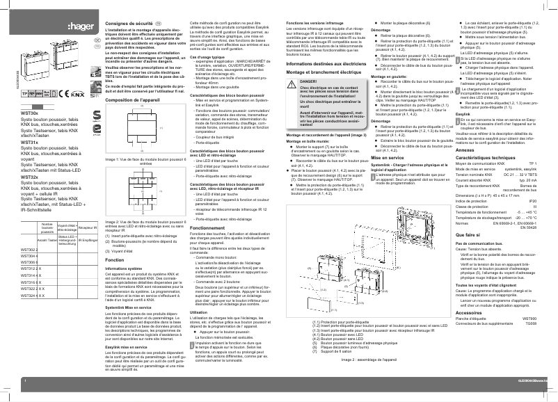 Page n°1 - Manuel utilisateur Hager WST314