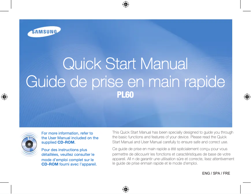 Page 1 de la notice Guide d'installation Samsung PL60