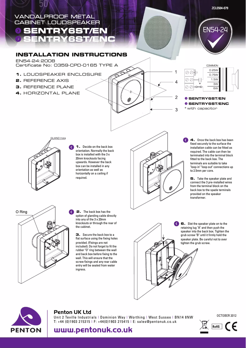 Page n°1 - Manuel utilisateur Penton SENTRY6ST/ENC