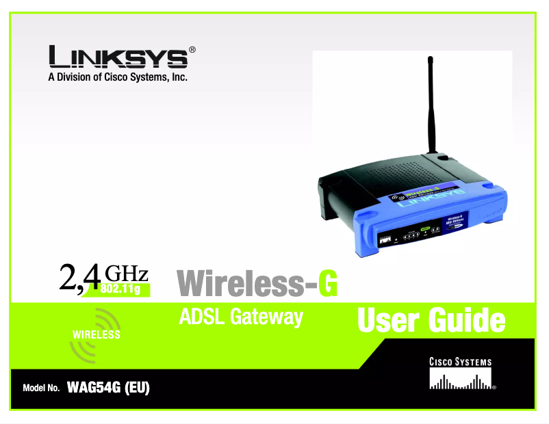 Image de la première page du manuel de l'appareil WAG54G