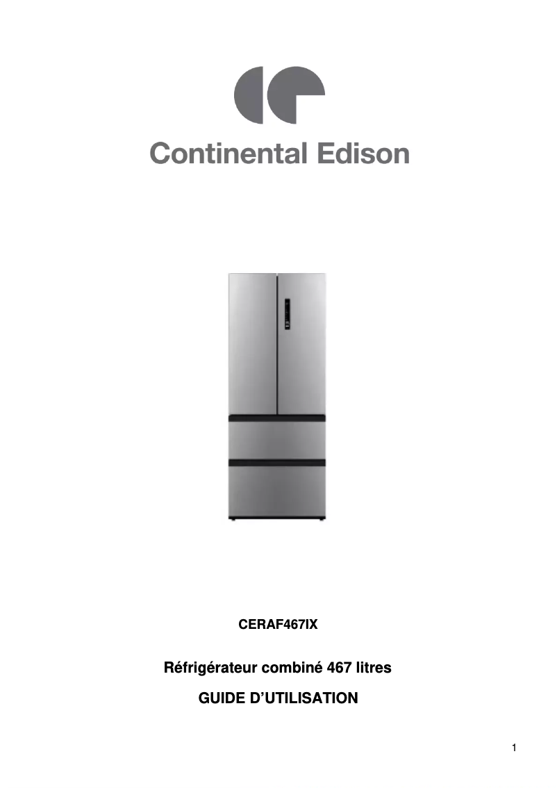 Page n°1 - Manuel utilisateur Continental Edison CERAF467IX