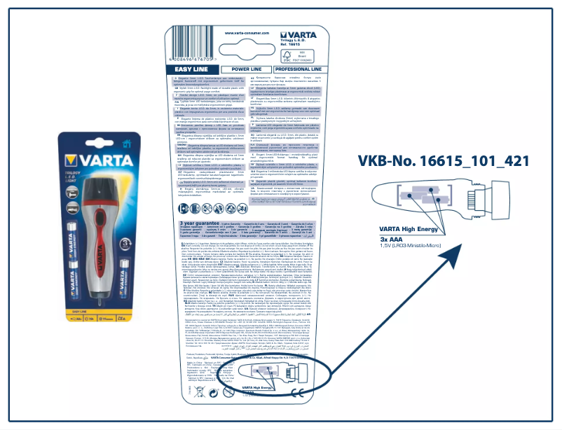 Page 1 de la notice Manuel utilisateur Varta Trilogy