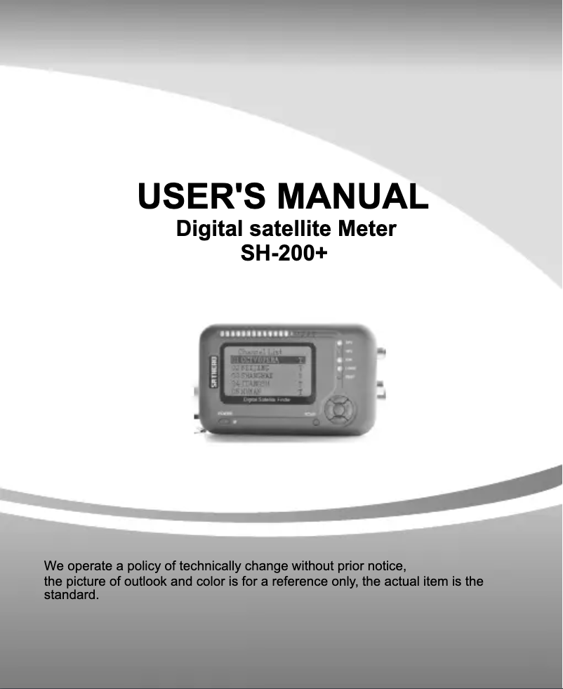 Imagen de la primera página del manual del dispositivo SH-200 plus