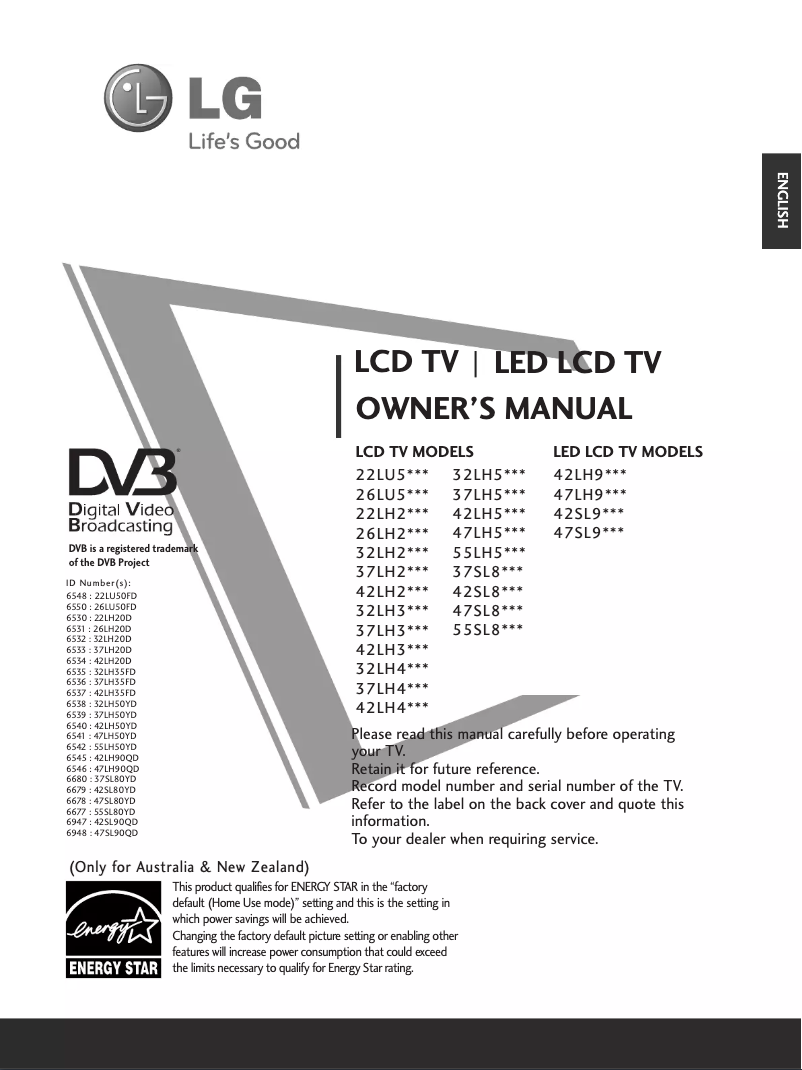 Page 1 de la notice Manuel utilisateur LG 32LH20D