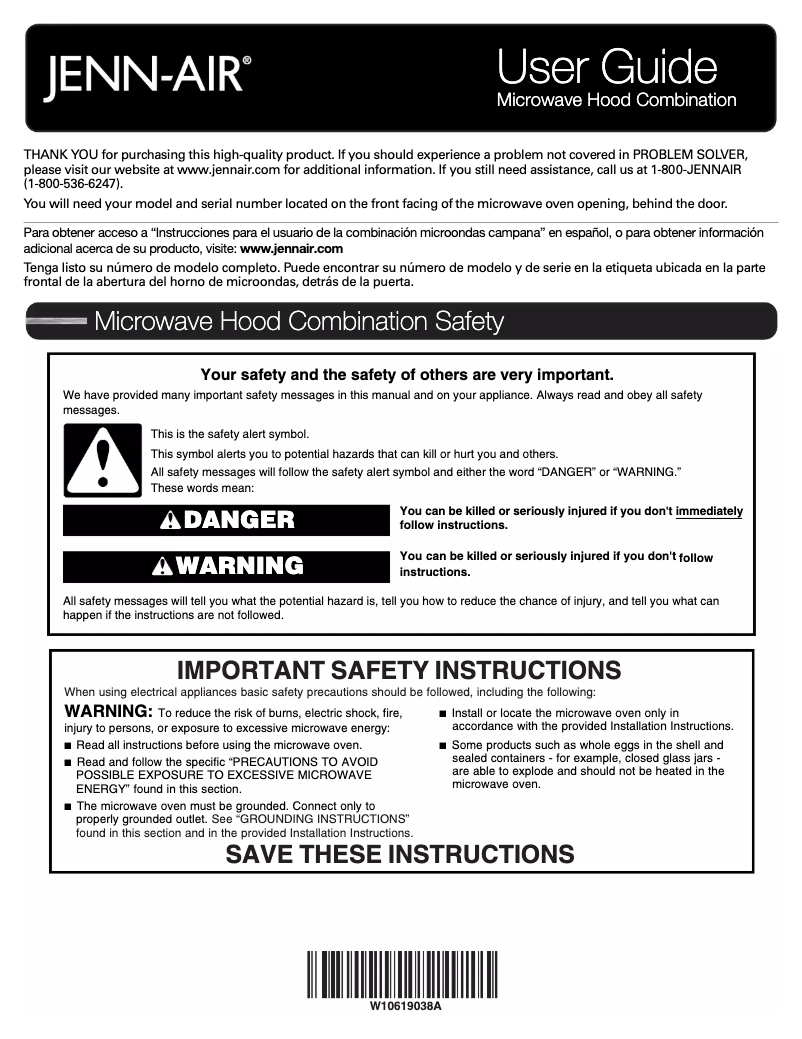 Page 1 de la notice Manuel utilisateur JennAir JMV9196CS
