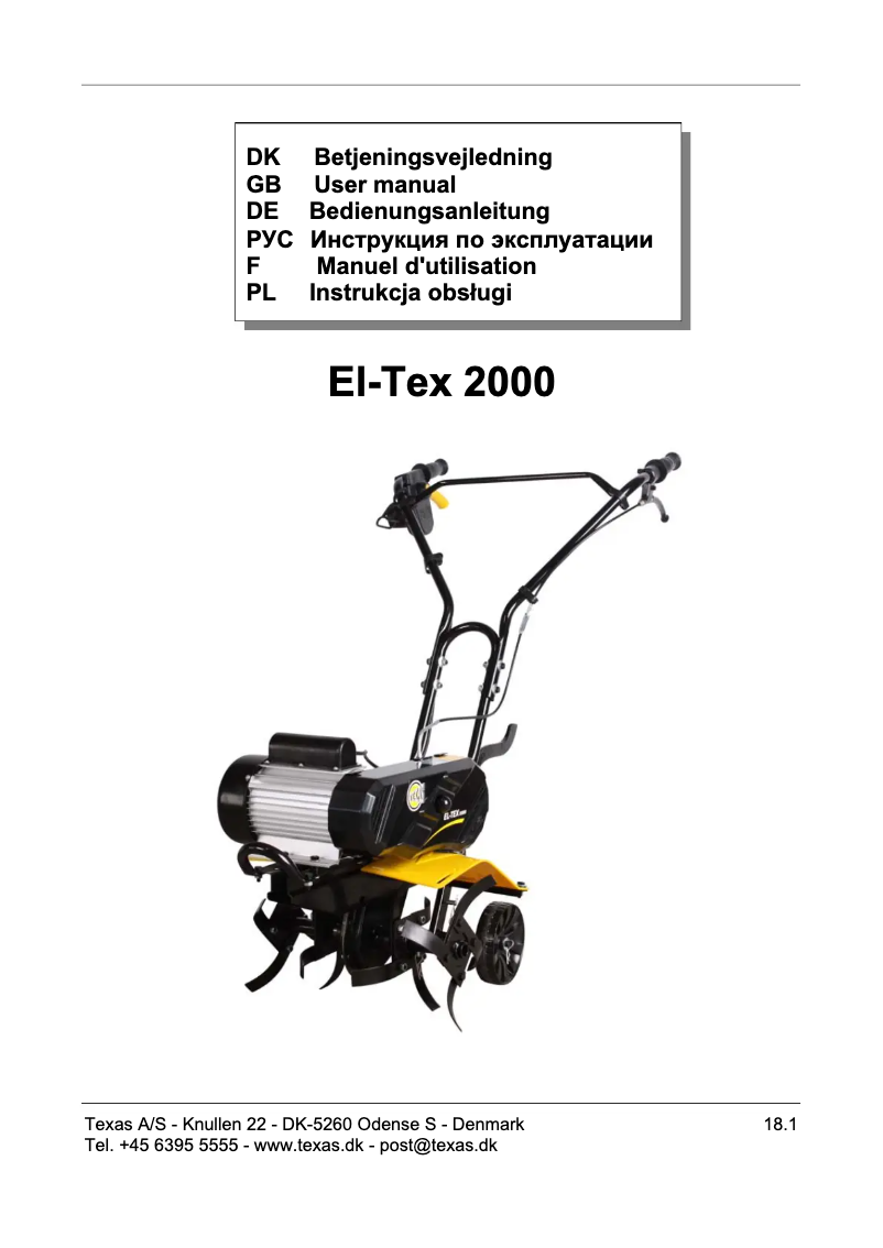 Page n°1 - Manuel utilisateur Texas El-Tex 2000