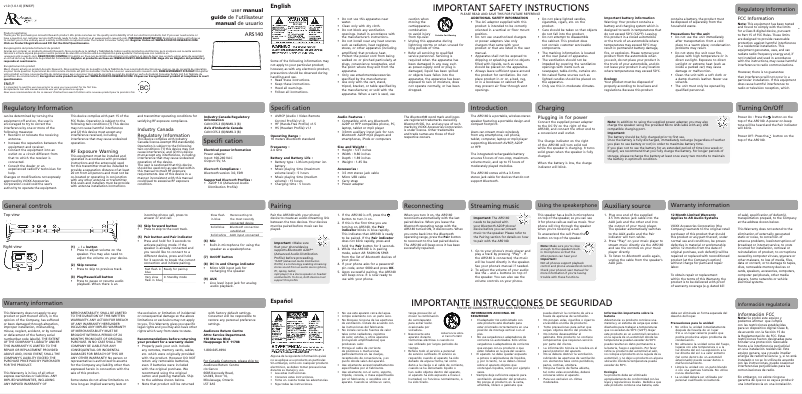 Page 1 de la notice Manuel utilisateur VOXX ARS140QTBK