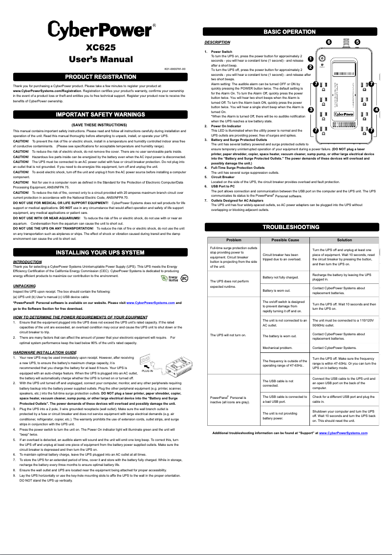 Página 1 del manual Manual de usuario CyberPower XC625