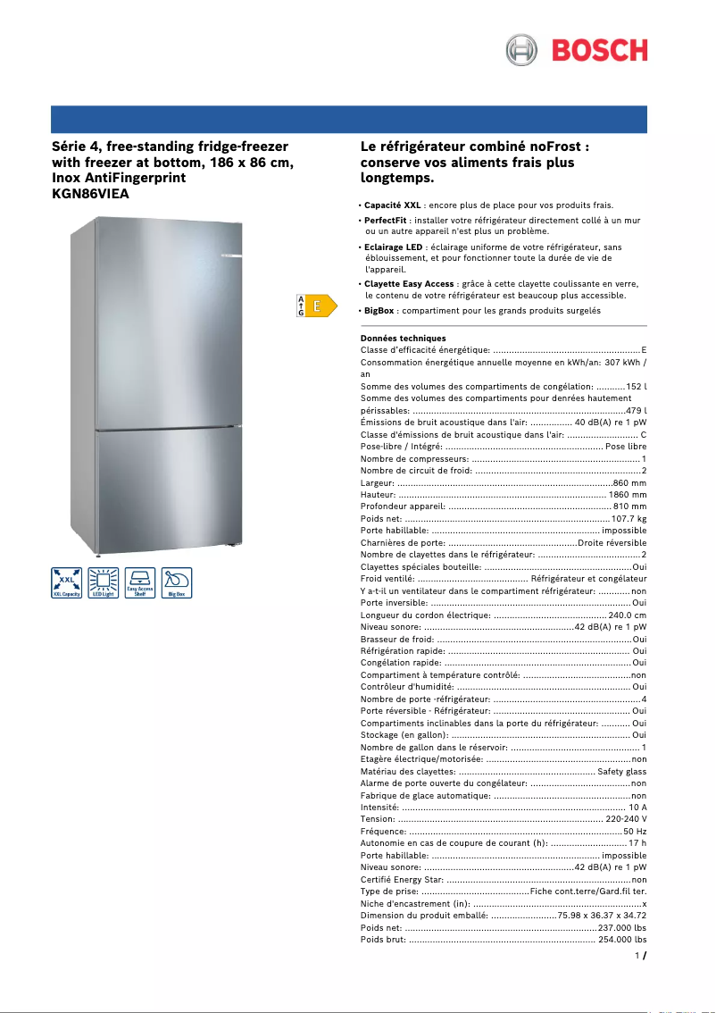 Image de la première page du manuel de l'appareil KGN86VIEA